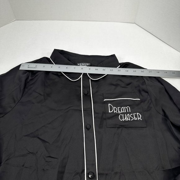 Venus Women's Size Large Sleep Pants And Shirt Black New Button Has Cloth Ripped - Picture 11 of 16